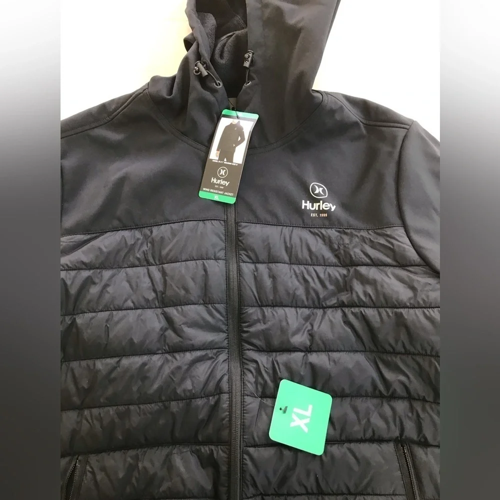 NWT Hurley Men's Wind Proof 3 Layer Fabric Technology Jacket, Black sz XL